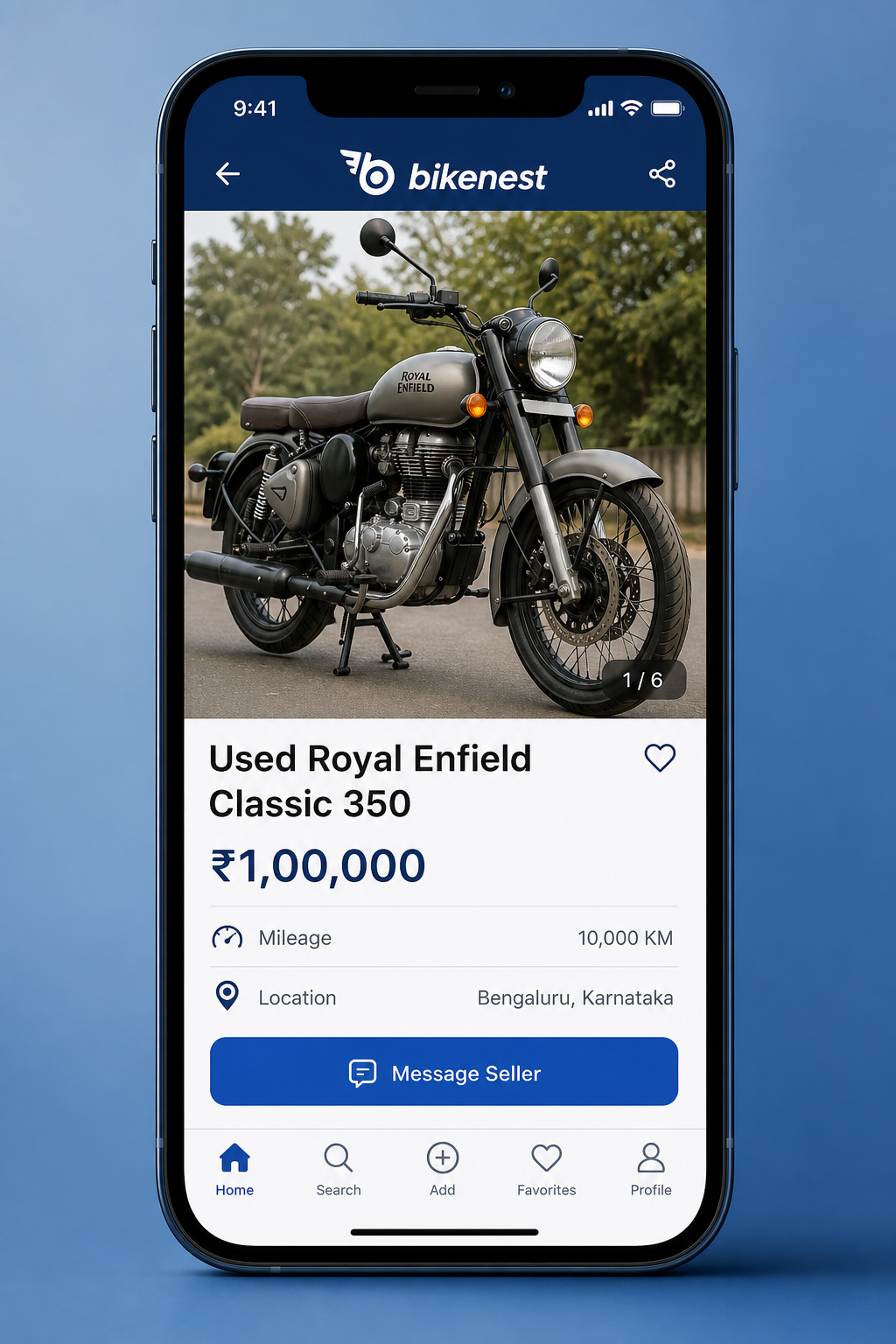 Bikenest app listing detail screen