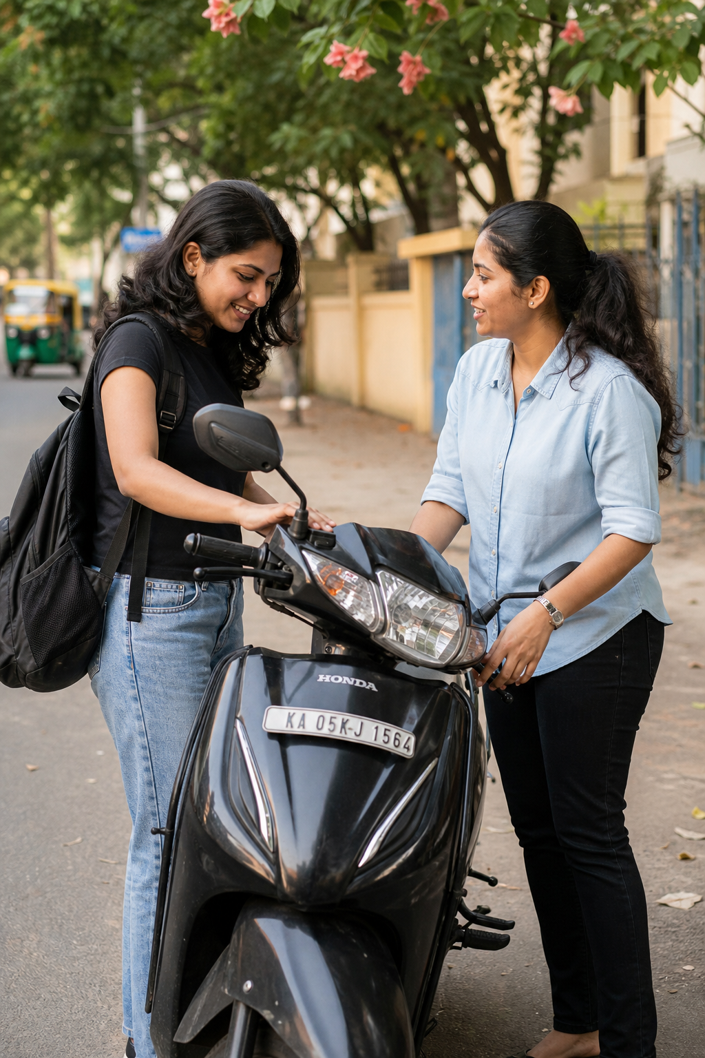 Ananya buying a scooter directly from seller in Bengaluru